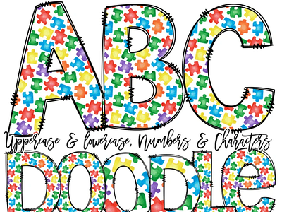 Doodle Font Autism Awareness Doodle Letters