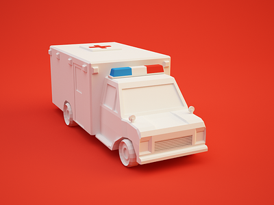 Ambulance. 3d 4d c4d car cinema low lowpoly poly vray