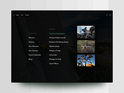 Access Fund Menu design layout ui uiux web webdesign website