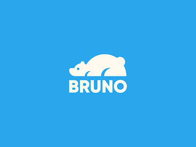 Bruno Logo bear animal character brand branding identity concept modern clean design graphic flat geometric illutration lazy cute mascot logo logotype icon monogram mark symbol sleep sleeping lying