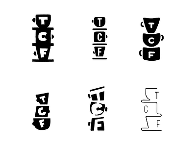 TCF Logo Sketches branding coffee concept cup design drawing festival letter logo logotype mark monogram sketch symbol