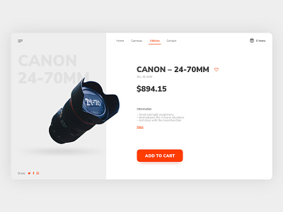 Ecommerce Shop camera canon clean ecommerce ecommerce shop lens shop simple uidesign webdesign