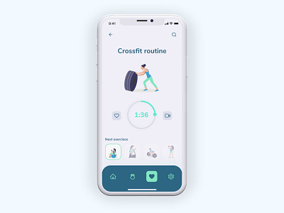 Countdown timer app circle training countdown countdown timer crossfit design exercise exercise app illustration routine training ui