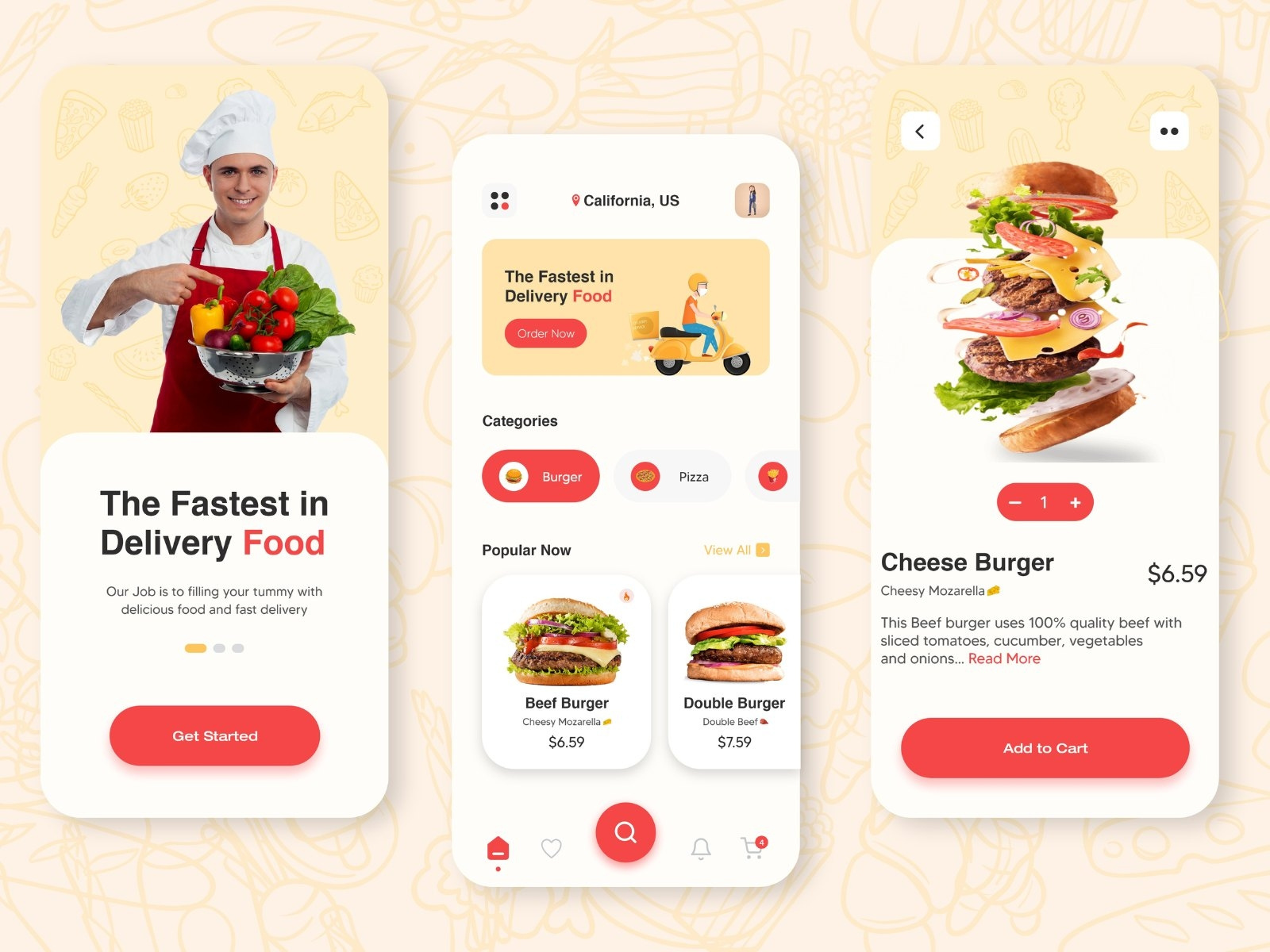 Food App UI by Abdullah Khalil on Dribbble