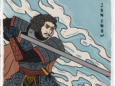 Jon Snow art design fanart game of thrones got illustration japaneseart jon snow procreate ukiyo ukiyo e