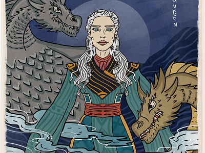 Daenerys art danaerys dany design dragons fan art game of thrones got gotfinale illustration japanart japaneseart mad queen procreate traditional art ukiyo ukiyo e