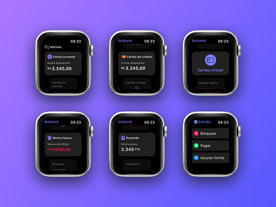 Digital Bank - Apple Watch Interface Design apple watch design digital bank nubank uidesign watchos