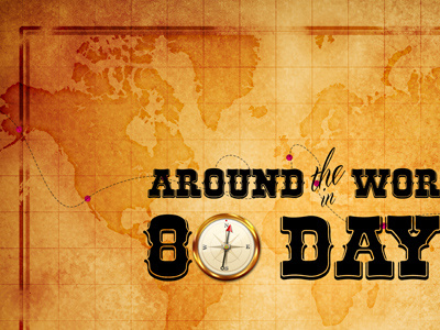 80 Days around the world compass graphic design random typography wallpaper world