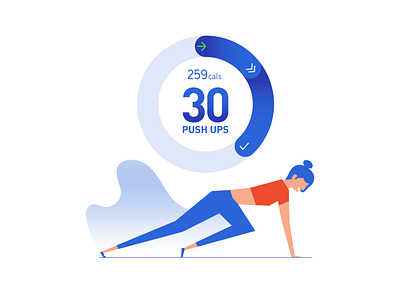 Cardio app calories concept dailydesign health illustration illustrator interface pushups rings uitrends uiux vector