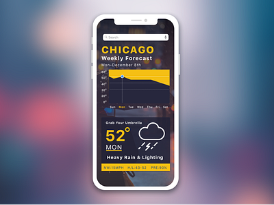 Weather App Mockup appdesign creative design illustration interface minimal uidesign uitrends uiux userinterface uxdesign weather app