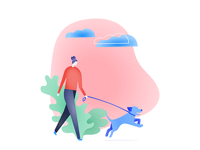 Girl walking her dog