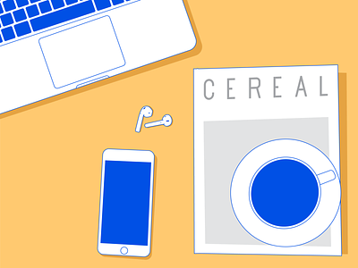 Morning setup airpods cereal coffee creative dailydesign dailyui design illustration illustrator interface minimal iphone laptops uidesign uitrends vector