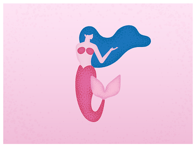 Mermaid blue hair design gradient illustration mermaid minimal pink pink mermaid vector