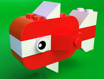 3D Red Fish Lego Fan Art 3d cartoon maya render