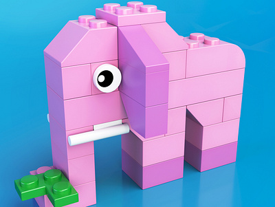3D Elephant Lego Fan Art 3d cartoon illustration maya render