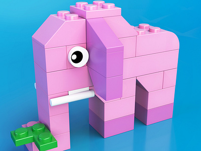 3D Elephant Lego Fan Art