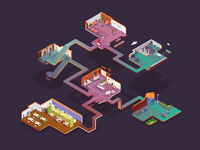 Isometric office 2d isometric office vector