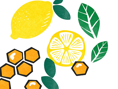 citrus honey citrus fresh honey honey comb illustration leaves lemon lemon slice
