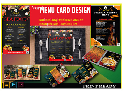 I will Design Restaurant Menu Cards book cover branding brochure design flyer graphic design illustration logo magazine menu card restaurant menu ui