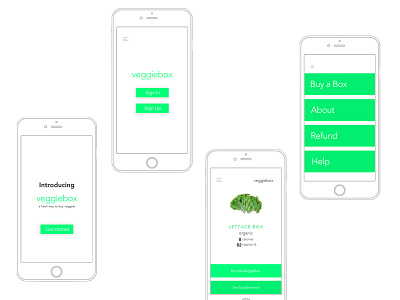 VeggieBox – A Fresh Way To Eat Healthy app design falt flat design health iphone mobile ui ux
