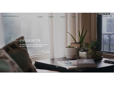 Product Page for adammcknight.co clean flat lettering modern ui uiux ux web