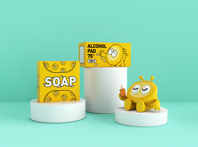 LUTATA SOAP & ALCOHOL PAD 3d branding design packaging
