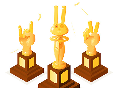 Best Rabbit-2017 award excellent gold metal rabbit rock yellow