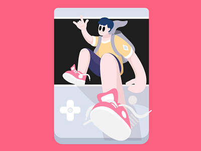 Gameboy boy game gameboy illustration pink white