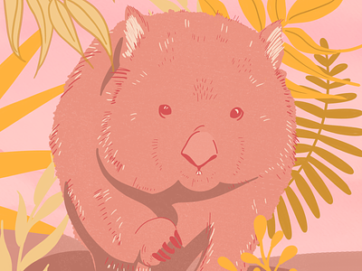 Wombat - Illustration australia awares botanical bushfires conservation digital illustration illustration illustration art wombat