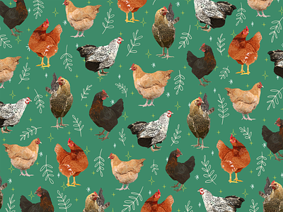 Chicken Pattern backyard chicken chickens digital illustration farm illustration illustration art pattern pattern design