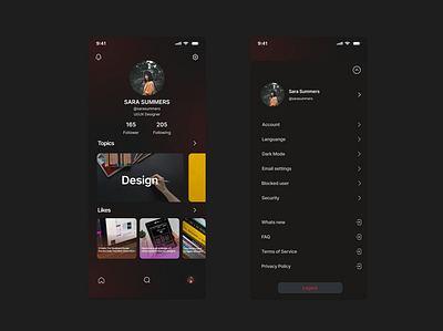 User Profile & Settings/ DailyUi - 006 & 007 app design ui ux