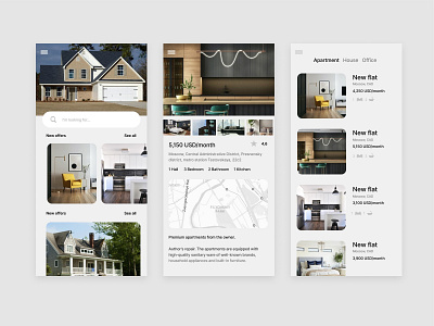 Rental App app design graphic design home house renting ui ux