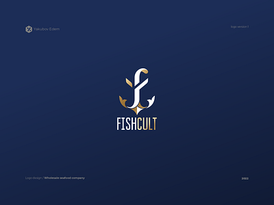 Concise logo FishCult / Wholesale seafood company digitalart