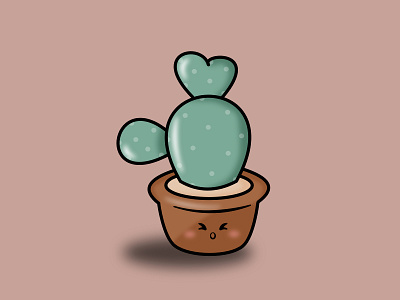 Heart Cactus 🌵 cactus cartoon cute design designer garden graphic design green heart illustration illustrator illustrator design mini heart minimal nature plant tree vector