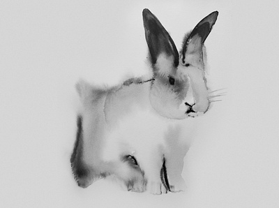 Watercolour bunny canvas illustration watercolour