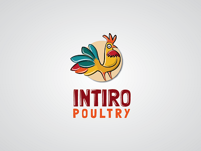Intiro Poultry Logo chicken design draw gradient background logo poultry rainbow rooster