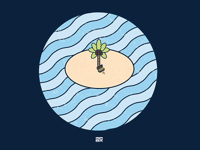 Gold Island blue coints creative gold green illustration island minimalistic palm tree treasure tree water