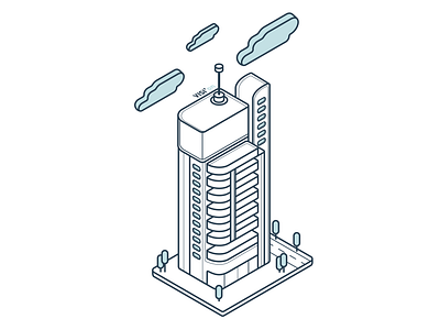 Hotel tower blue clouds creative design hotel house illustration iso isometric isometric design less is more line art logo minimal minimal design tower typography ui ux