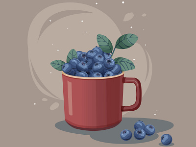 Blueberry mug berries berry vector blueberry mug natural organic plantation vector