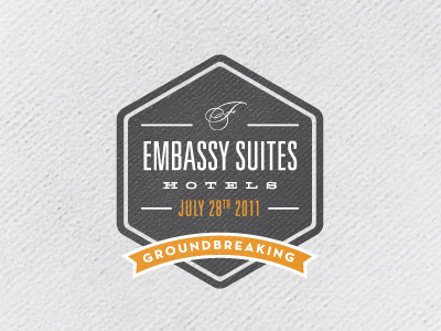 Embassy Suites Hotels Groundbreaking Seal badge banner hellenic wide seal texture type typography