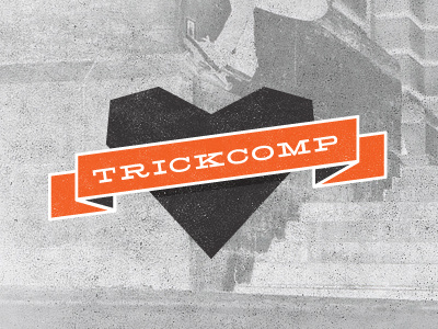 TrickComp banner black flag heart hellenic wide logo orange skate texture trickcomp type typography vintage