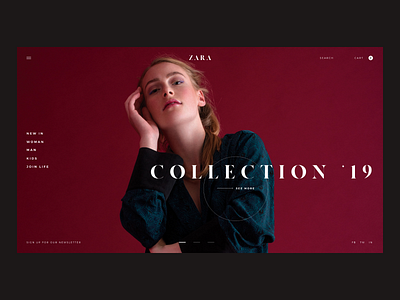 Zara Website Concept - Home Page brand concept design e comerce fashion interaction photo photography shop store type ui ux web website zara