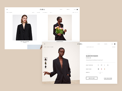 Zara Website Concept - Product Page adobe xd concept design e-commerce fashion interaction shop type typography ui ux web website zara