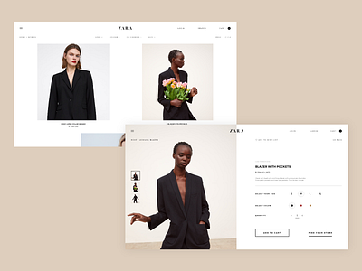 Zara Website Concept - Product Page adobe xd concept design e commerce fashion interaction shop type typography ui ux web website zara