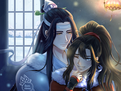 Chinese fandom illustrations "Modao Zushi" animecharacters animeillustration bl china lantern modaozushi newyear novel winter yaoi