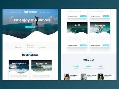 Surf camp landing page concept design graphic design ui ux