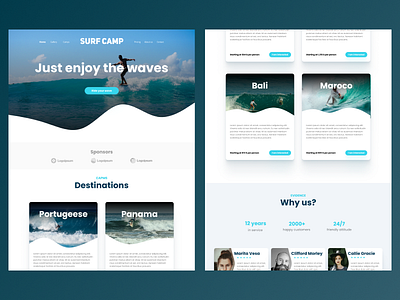 Surf camp landing page concept