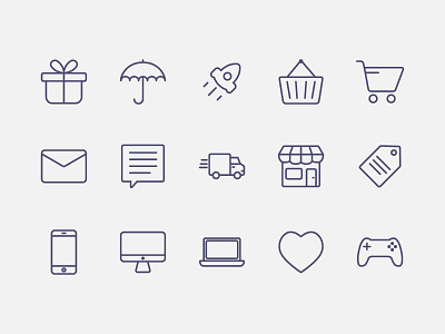 Simple Outline Icons gift icon icons label like mail outline phone rocket shopping stroke