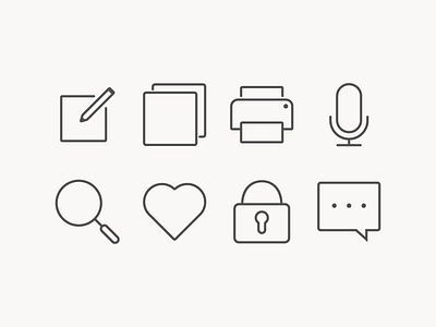 Simple icons for Interface edit icon icons like lock messege microphone outline print search