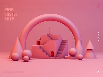 pink castle c4d castle clean design ios pink ui